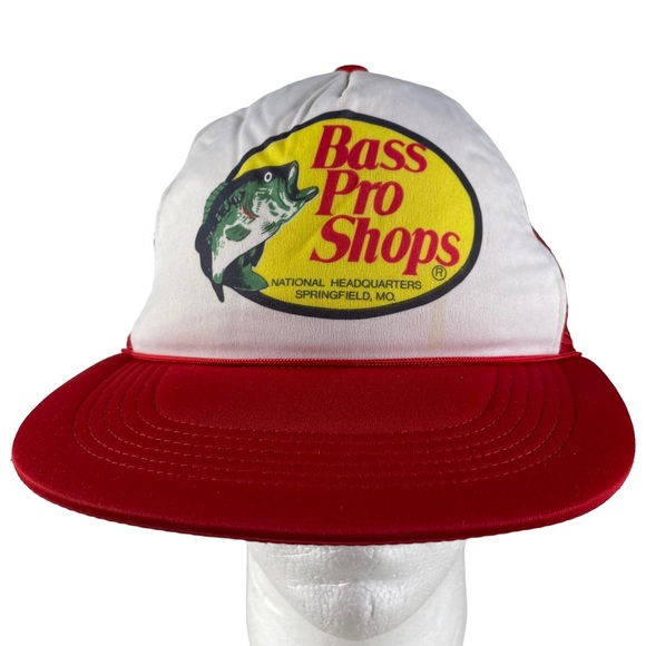 1990s Bass Pro Shop Headquarters Springfield Missouri Snap Back Trucker Cap Hat - Picture 8 of 11